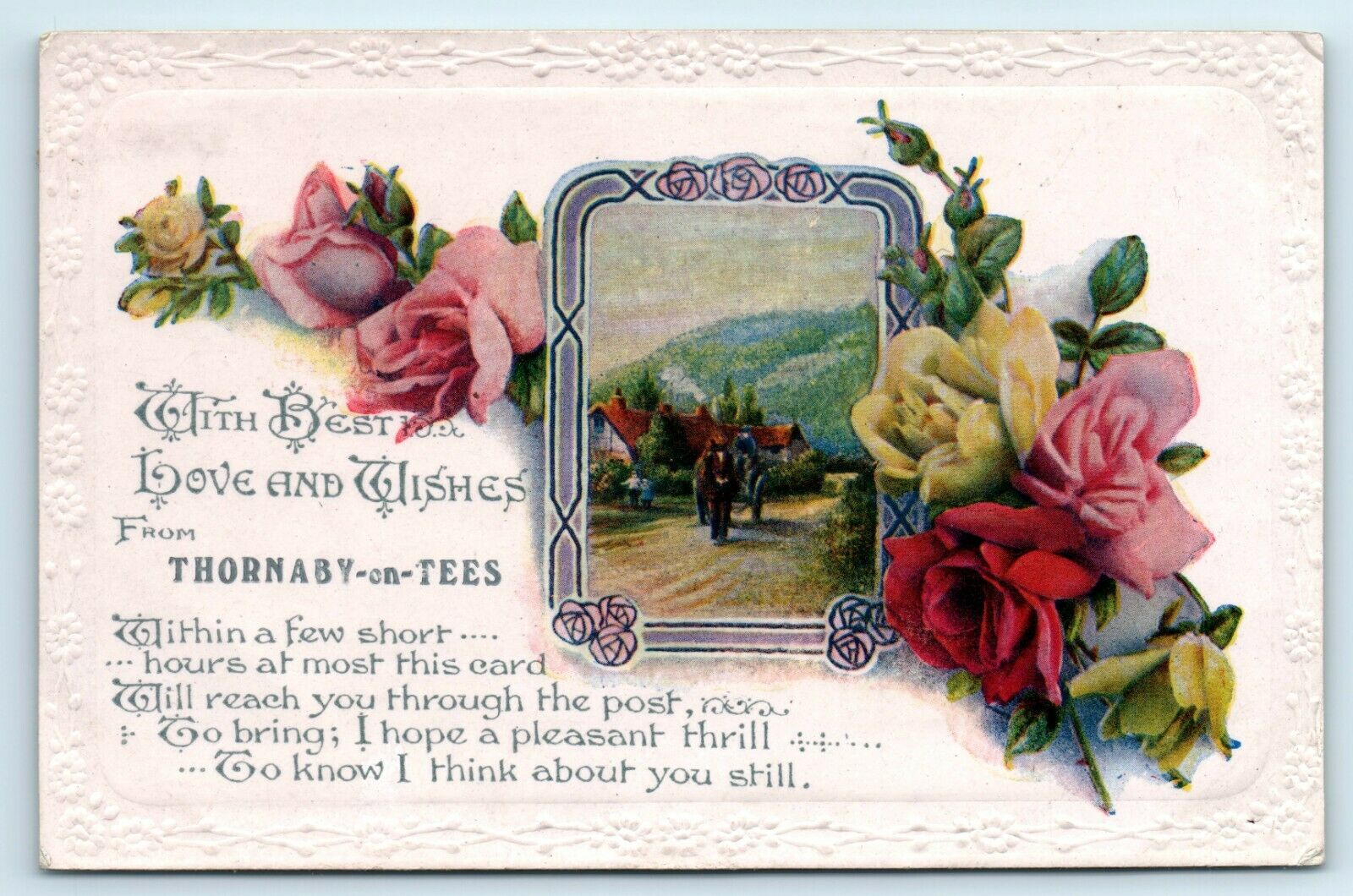 House Clearance - 3 POSTCARD THORNABY-ON-TEES GREETINGS TYPE 1921-22