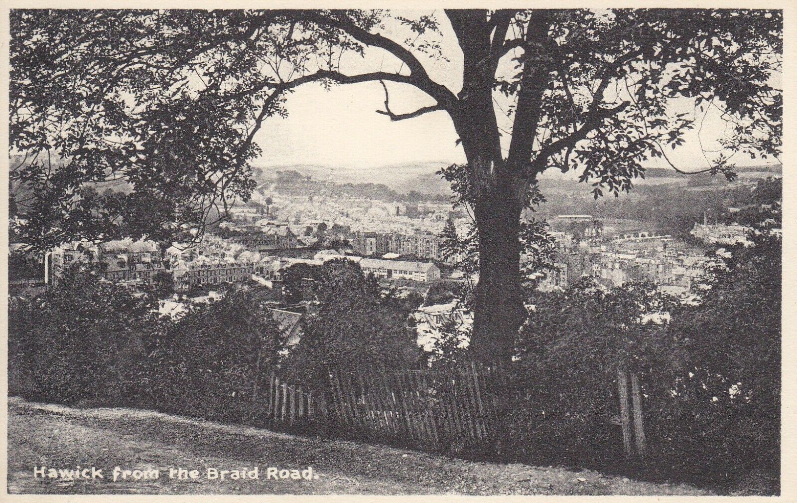 House Clearance - HAWICK FROM THE BRAID ROAD FINE ANTIQUE POSTCARD