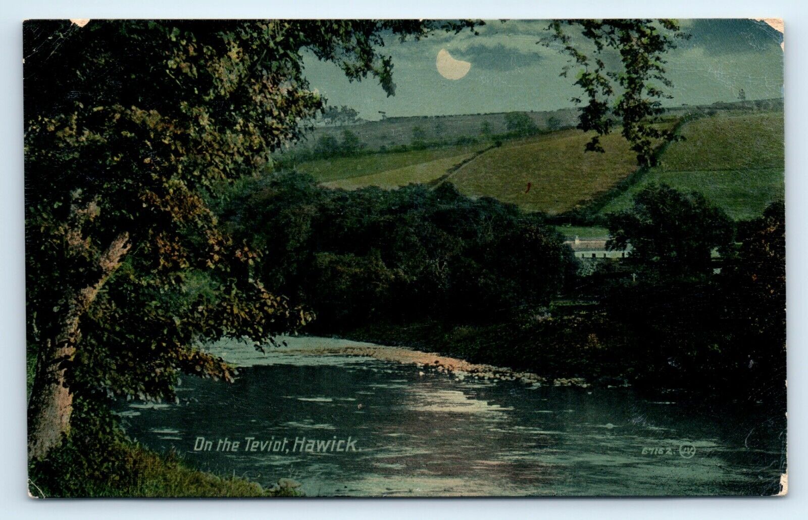 House Clearance - POSTCARD HAWICK MOON MOONLIGHT ON THE TEVIOT - 1919 GLOSSY