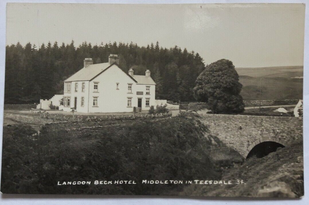 House Clearance - 1 OLD POSTCARD OF LANGDON BECK HOTEL , MIDDLETON IN TEESDALE  RP  unused