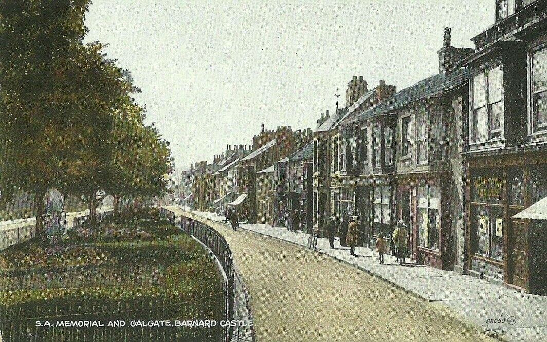 House Clearance - BARNARD CASTLE S.A. MEMORIAL AND GALGATE CYCLE SHOP C1910 VALENTINE POSTCARD