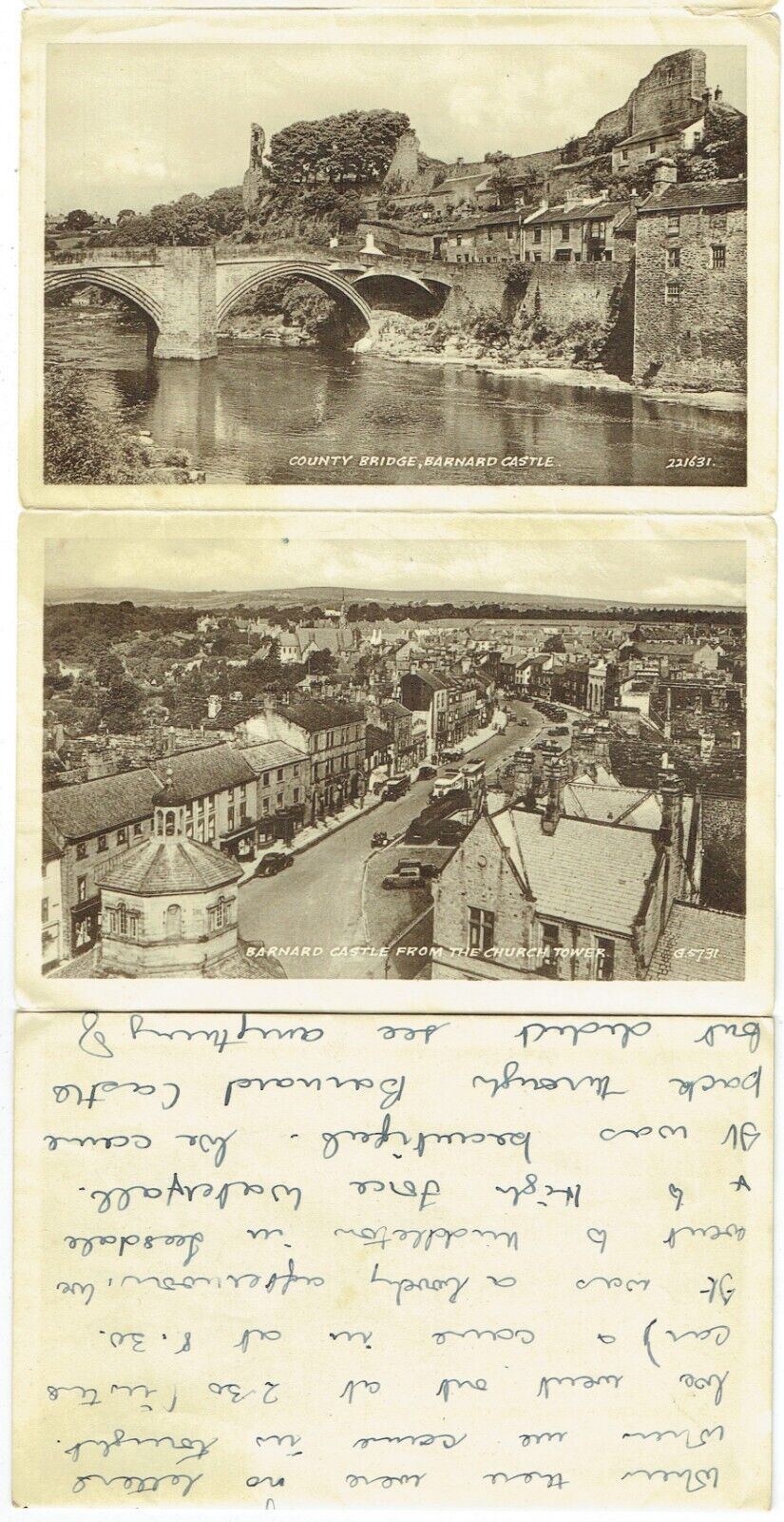 House Clearance - VALENTINE S COLLOTYPE 6 VIEW LETTER CARD OF BARNARD CASTLE, YORKSHIRE