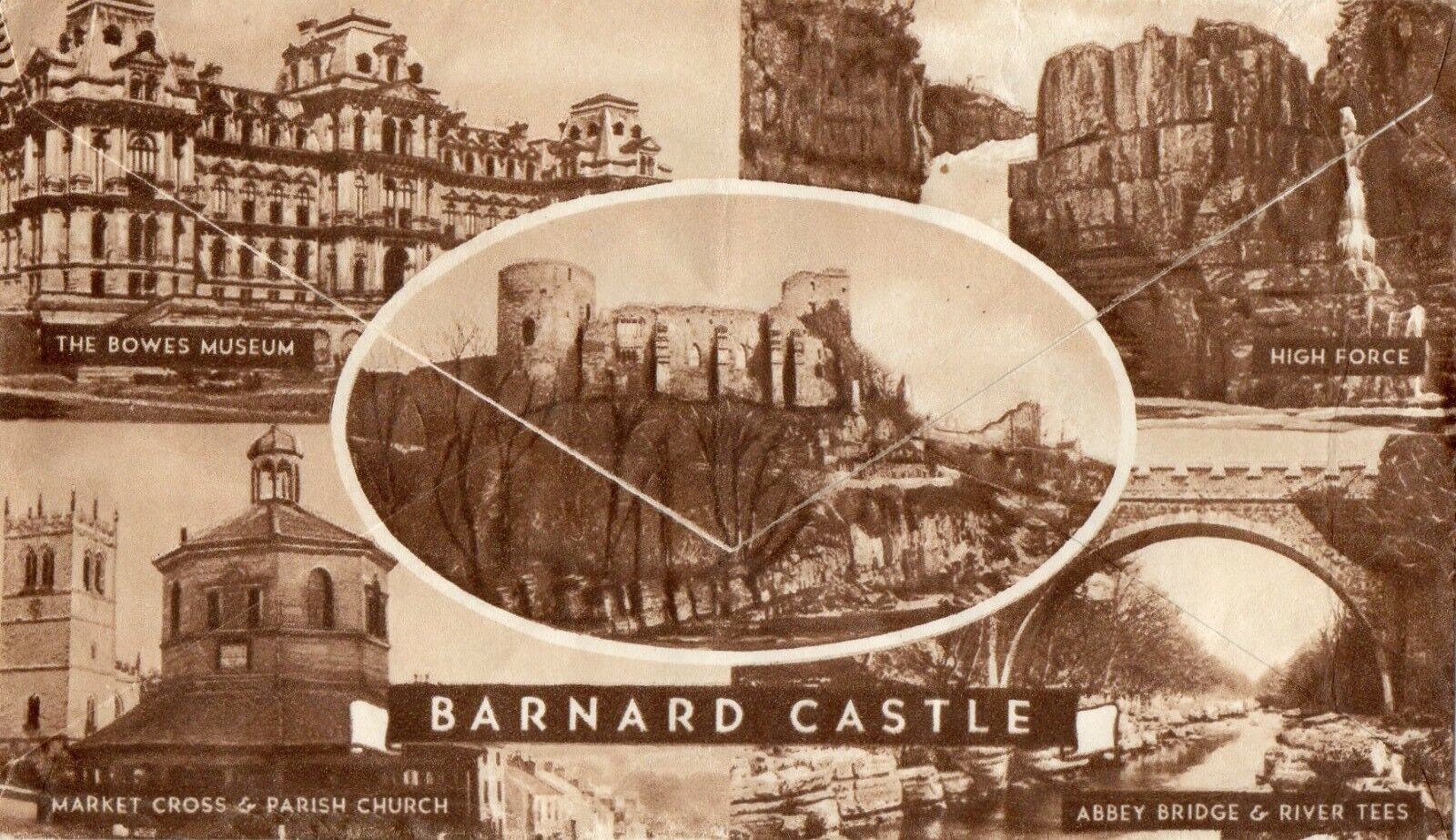 House Clearance - VINTAGE SECTIONAL VIEW ENVELOPE OF BARNARD CASTLE, Co DURHAM - V/G CONDITION.