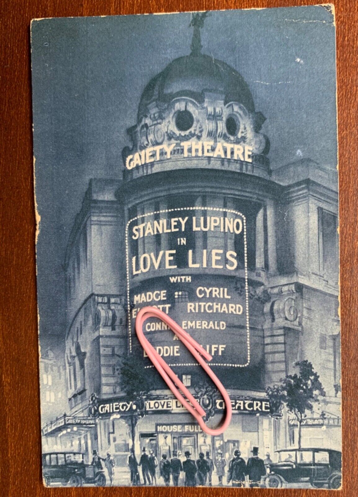 House Clearance - Vintage PC Gaiety Theatre Stanley Lupino Love Lies Madge Elliott Cyril Ritchard