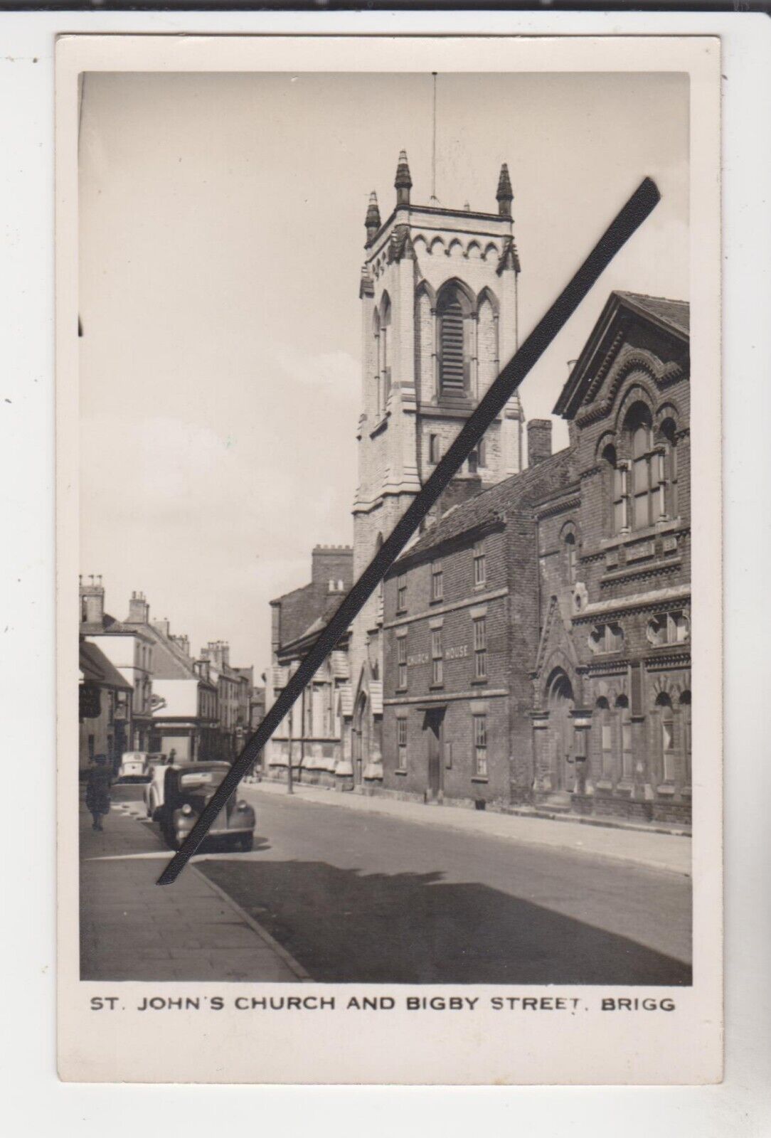 House Clearance - STANLEY SMITH PHOTO POSTCARD ; ST JOHN'S CHURCH AND BIGBY STREET, BRIGG
