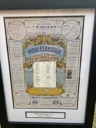 House Clearance - middlesbrough fixture 1904 -1905 in frame Ideal for that Boro supporter