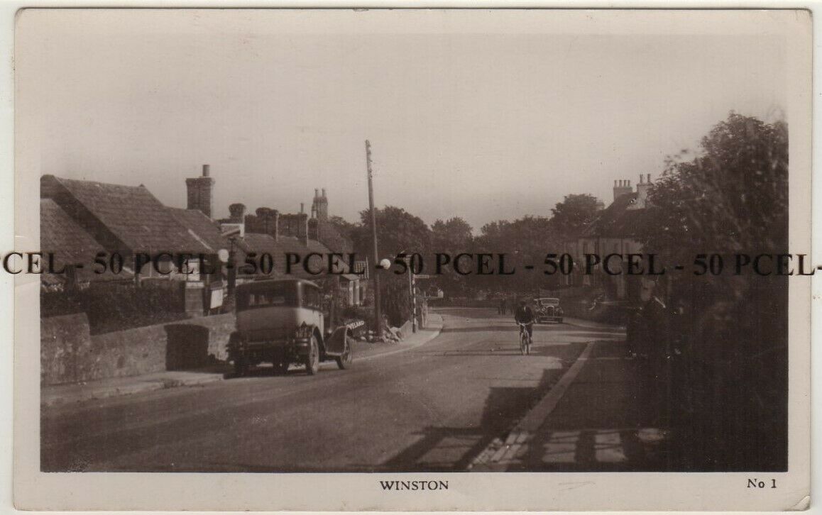 House Clearance - Winston Darlington Co. Durham Real Photo Street & Old Car View Service c.1950