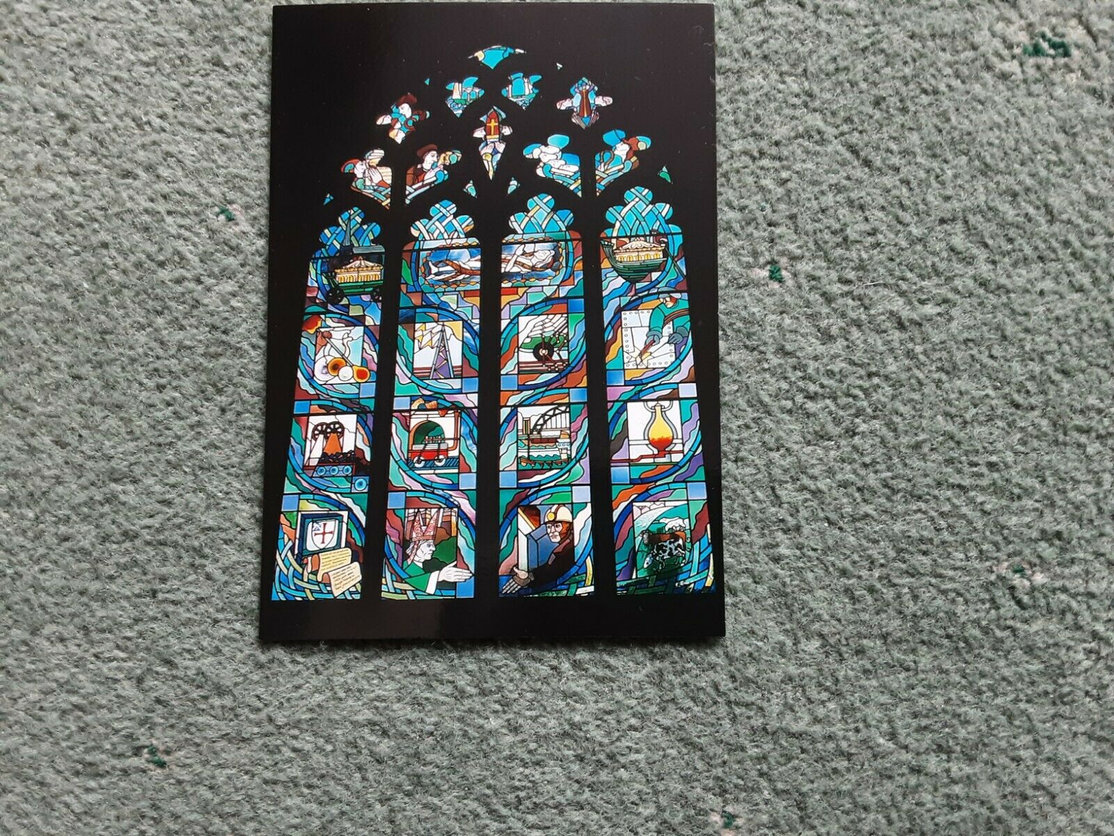 House Clearance - POSTCARD OF THE SOUTH CHOIR AISLE WINDOW OF DURHAM CATHEDRAL, COUNTY DURHAM