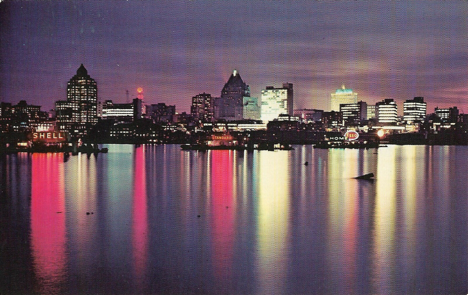 House Clearance - Canada - Vancouver - Skyline at night as seen from Stanley Park - circa 1970