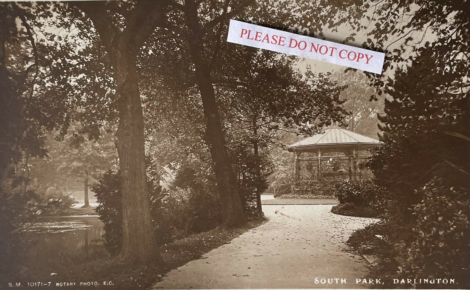 House Clearance - Darlington. South Park & Band Stand. real photo-card. c1950’s unfranked