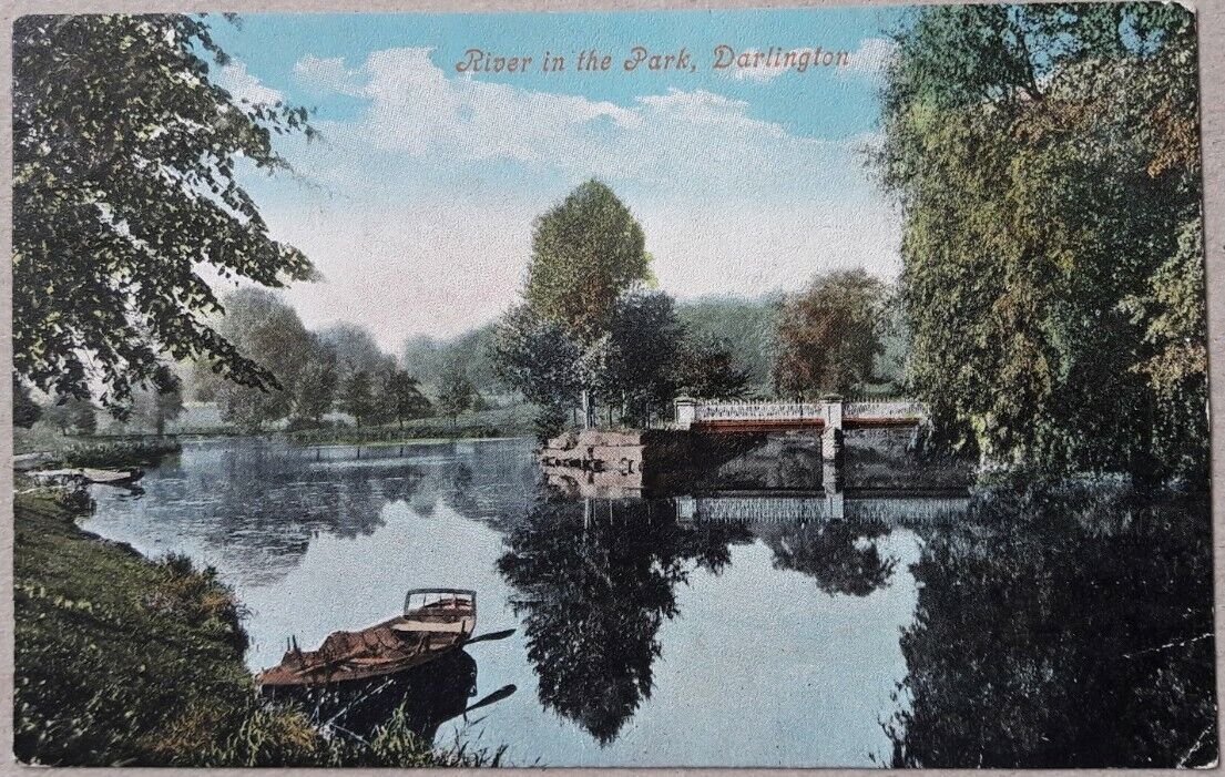 House Clearance - One Old Service of RIVER IN THE PARK , DARLINGTON , postally used 1907