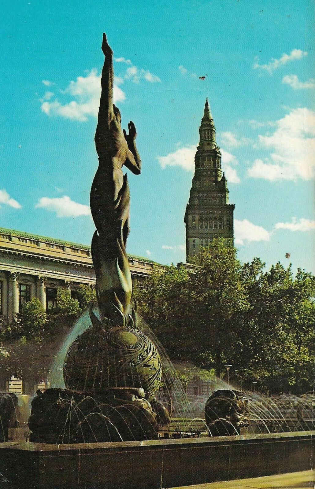House Clearance - Ohio-Cleveland-The War Memorial Fountain and Terminal Tower-circa 1980