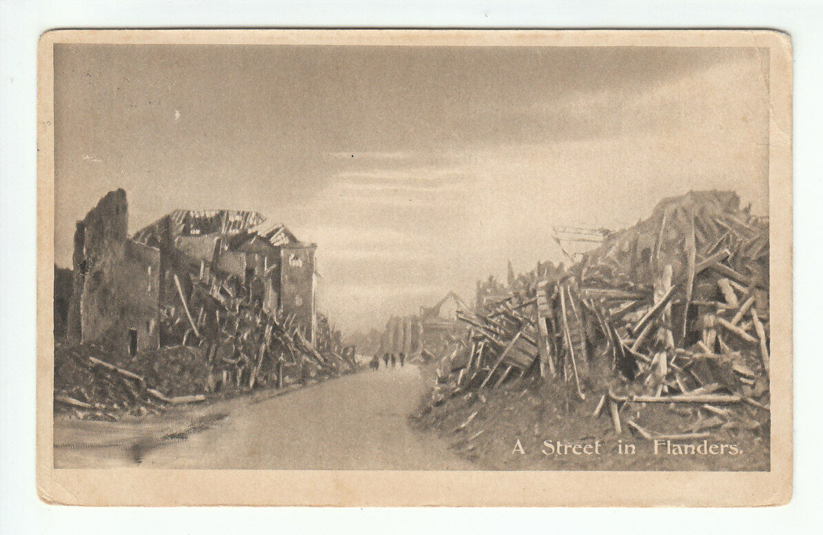 House Clearance - A Bombed Street In Flanders Belgium WW1 White Dene View Branch End Stocksfield