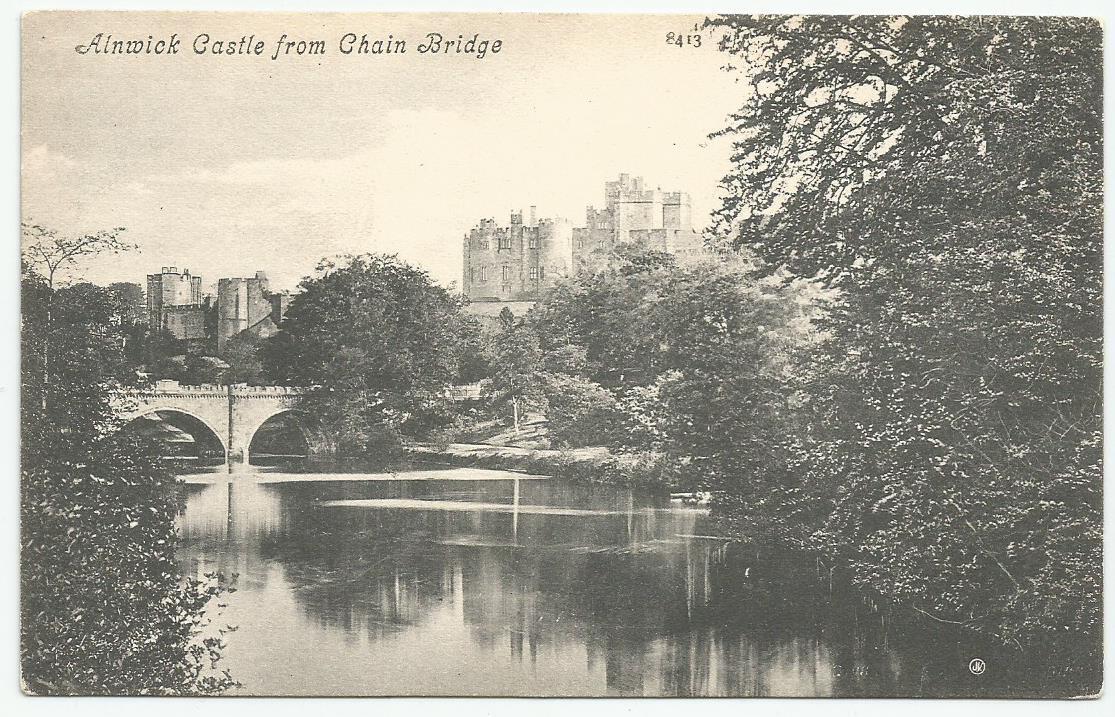 House Clearance - Colour PC of Alnwick Castle from Chain Bridge in Northumberland
