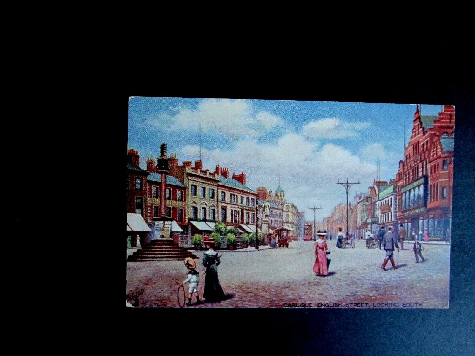House Clearance - ENGLISH STREET, CARLISLE, CUMBRIA  -  A  VINTAGE TUCK CARD  - ARTIST DRAWN