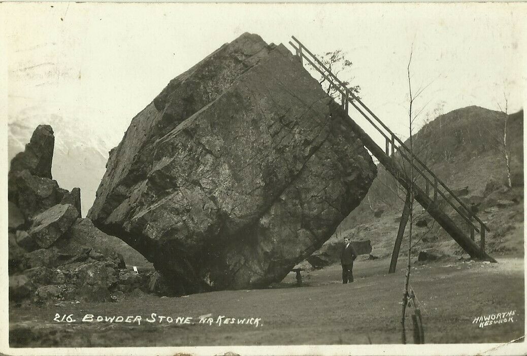 House Clearance - 1936 Postmarked Service "Bowder Stone Keswick" Haworths Reservoir with stamp