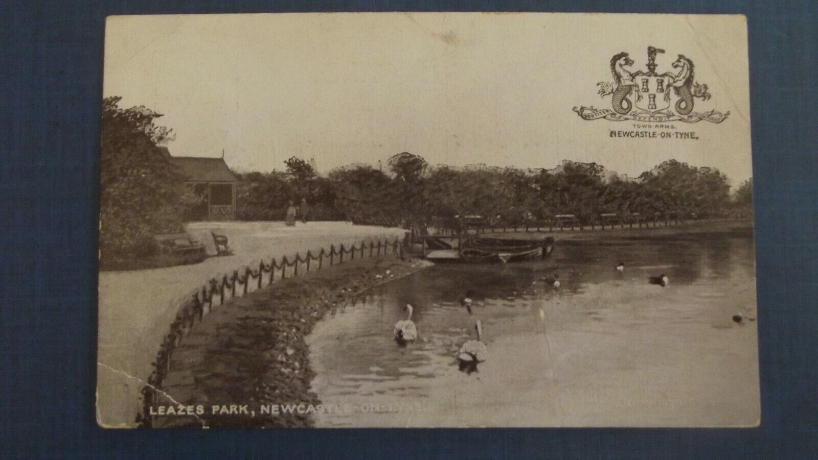 House Clearance - Newcastle upon Tyne Leazes Park Pond Town Arms GD&D P/card 1910 Postmark