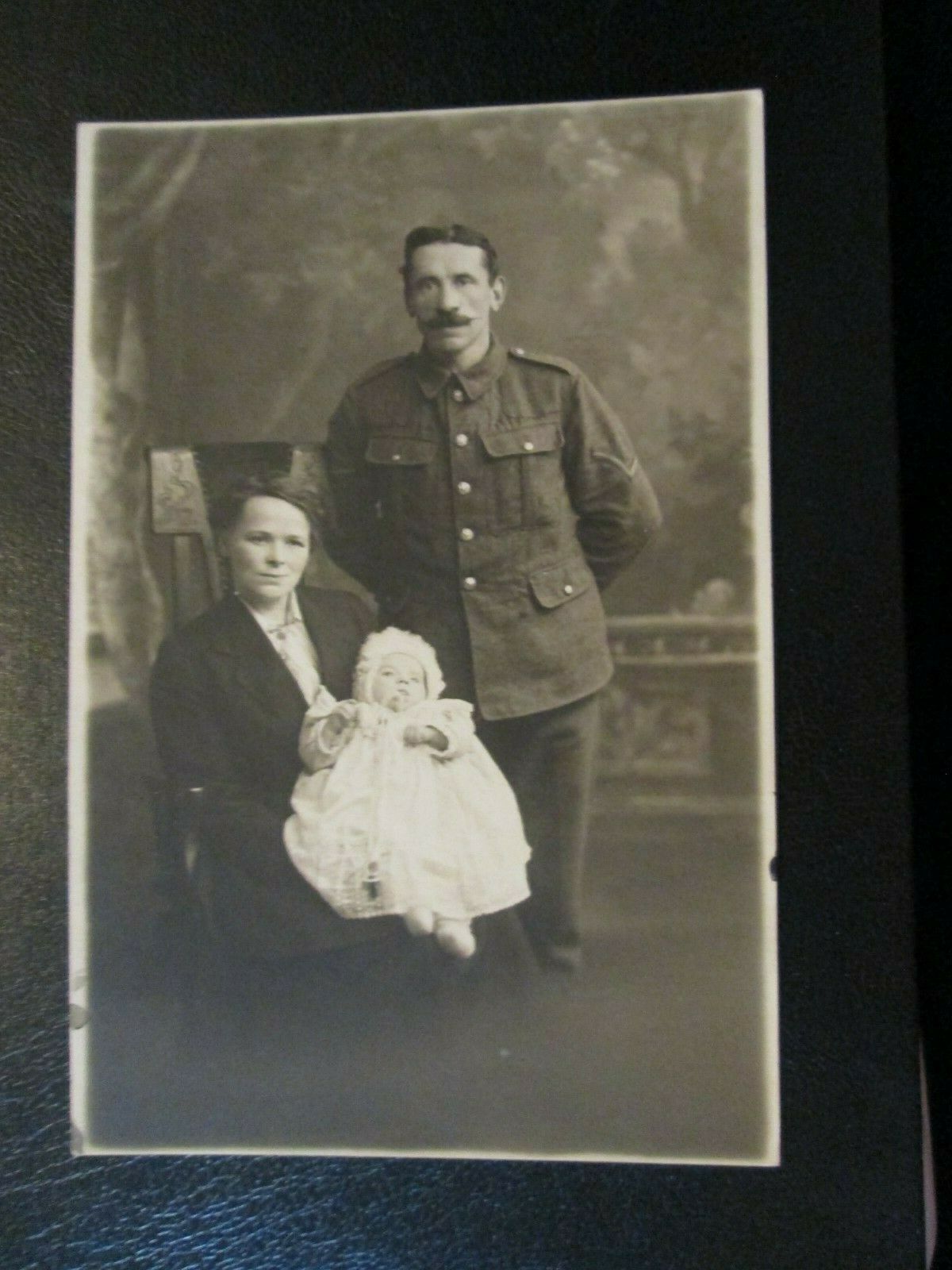 House Clearance - Service of Man in Uniform with Woman& Baby (Thirwell Ltd, Stockton etc Unposted