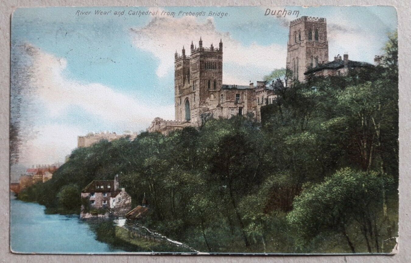 House Clearance - 1 OLD POSTCARD OF RIVER WEAR AND CATHEDRAL FROM PREBENDS   postally used 1904