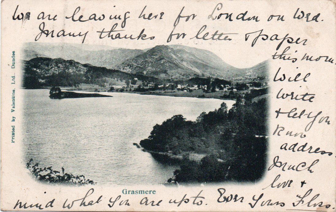 House Clearance - "GRASMERE" EARLY VIGNETTE POSTCARD, posted KESWICK 1902    CUMBERLAND