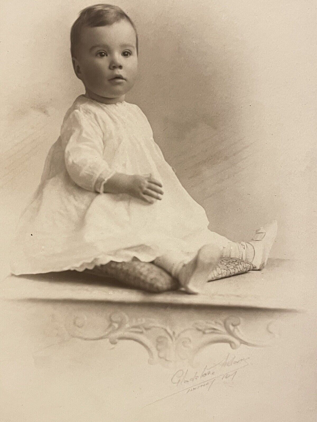 House Clearance - cdv photograph of baby by Gladstone Adams Whitley Bay