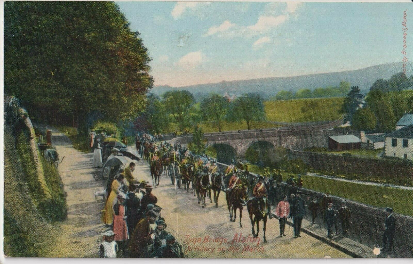House Clearance - Pre 1910 RP PC showing Military marching from Tyne Bridge, ALSTON nr. CARLISLE