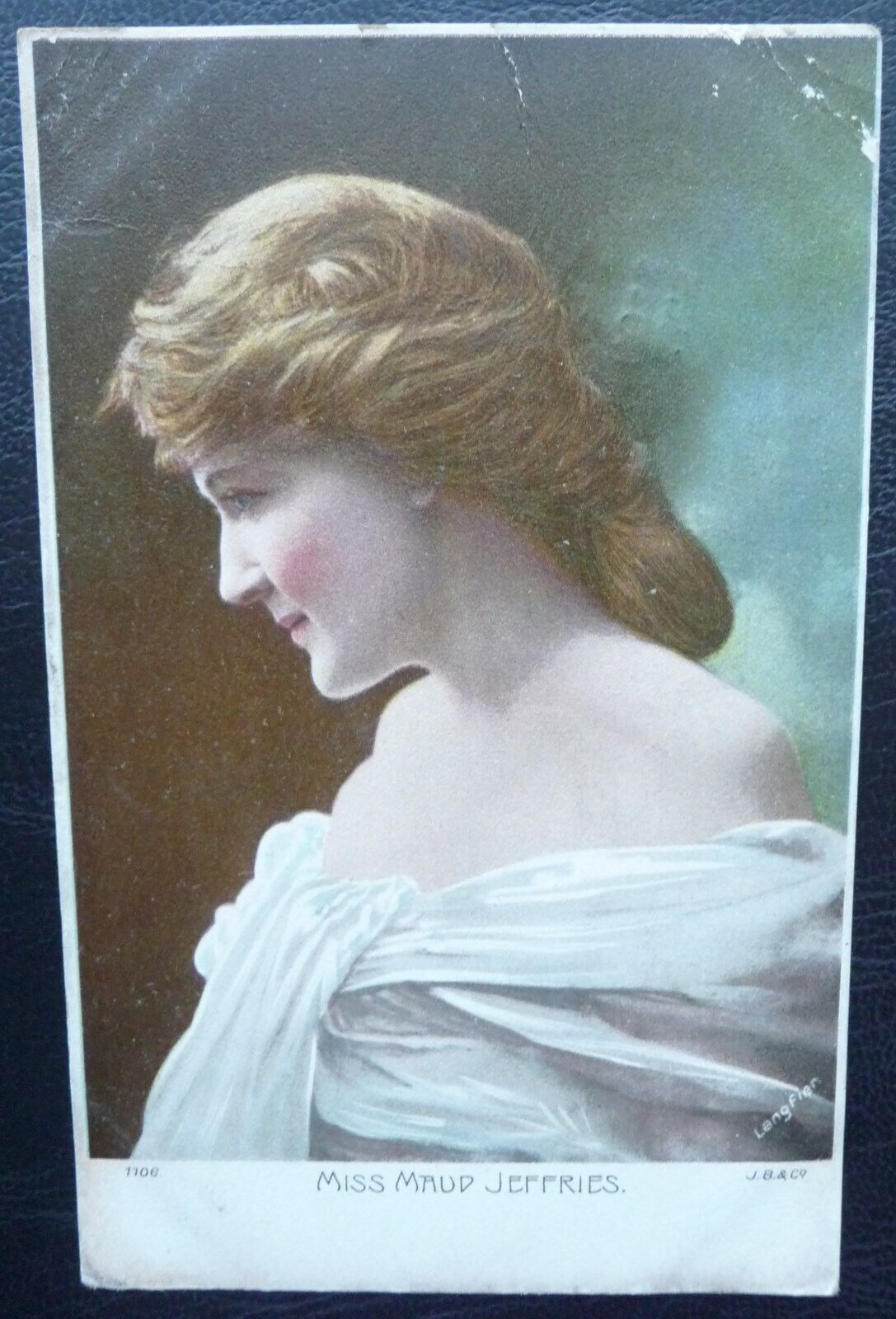 House Clearance - EDWARDIAN ACTRESS MISS MAUD JEFFRIES POSTCARD POSTED NORTH SHIELDS 1904