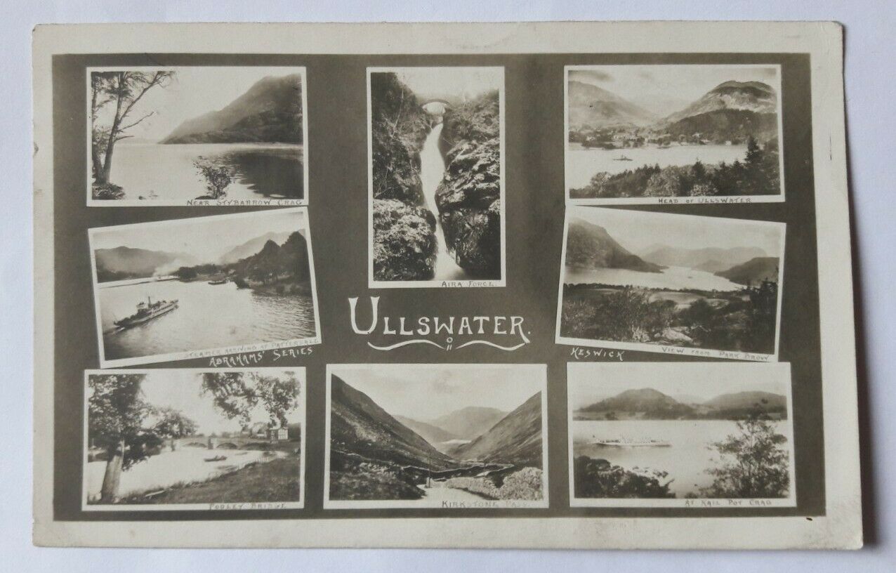 House Clearance - 1 OLD POSTCARD OF ULLSWATER MULTI VIEW  , CUMBRIA, postally used 1917