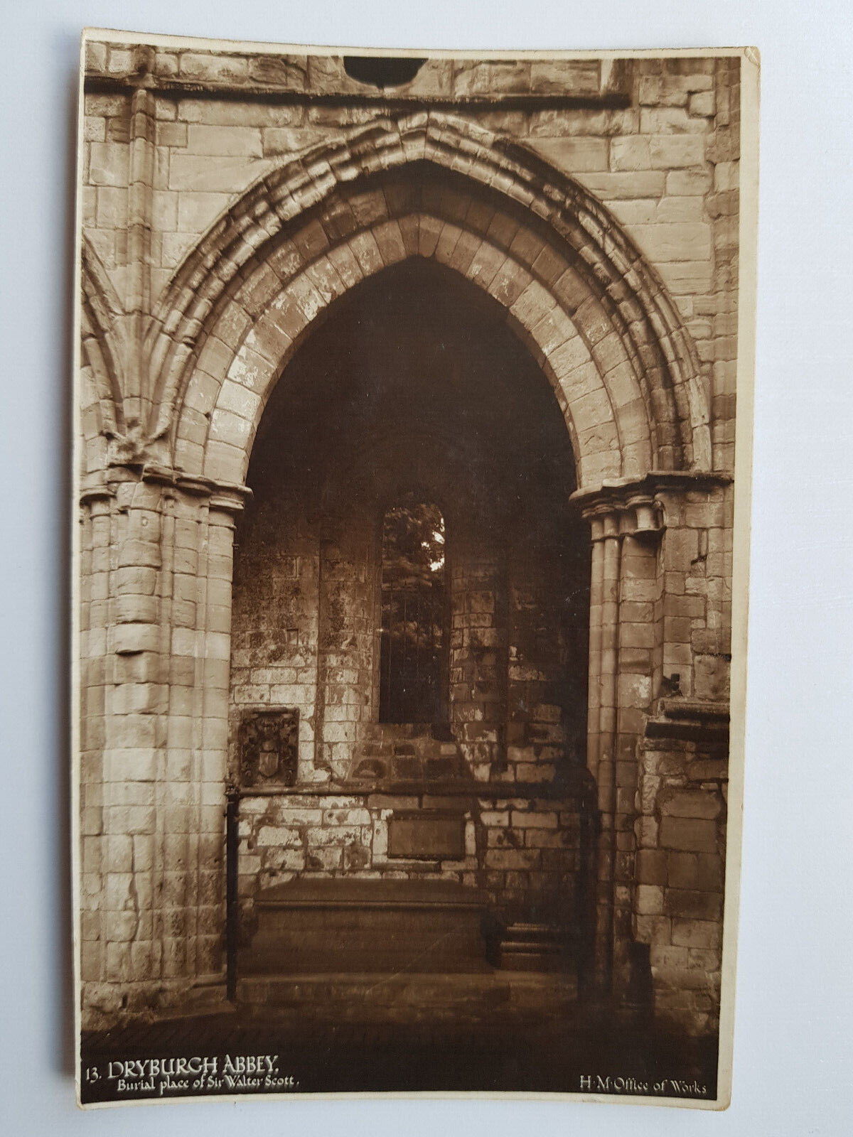 House Clearance - Vintage Service - Dryburgh Abbey Melrose 1936 Real Photo RPPC B&W