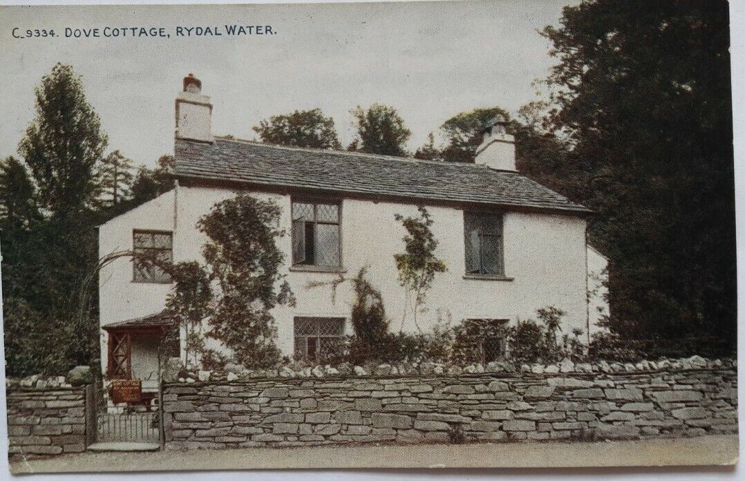 House Clearance - 1 OLD POSTCARD OF DOVE COTTAGE , RYDAL WATER , CUMBRIA , postally unused