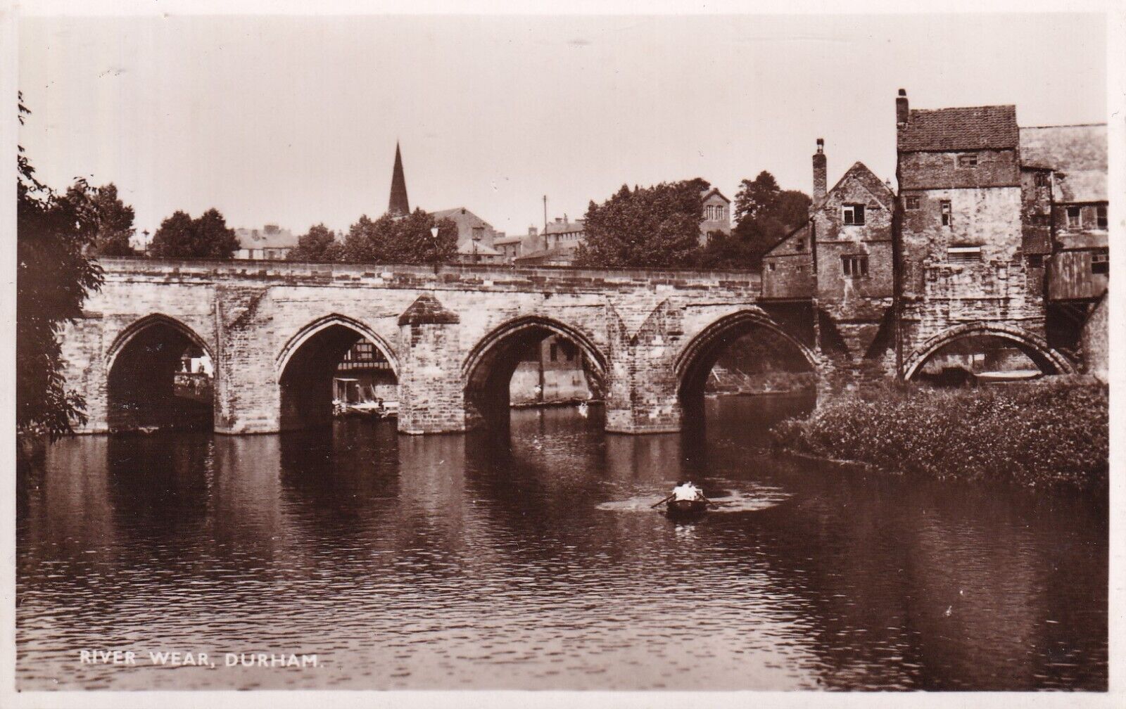 House Clearance - Unposted RPPC City of Durham medieval Elvet Bridge & Old Chantry Chapel 