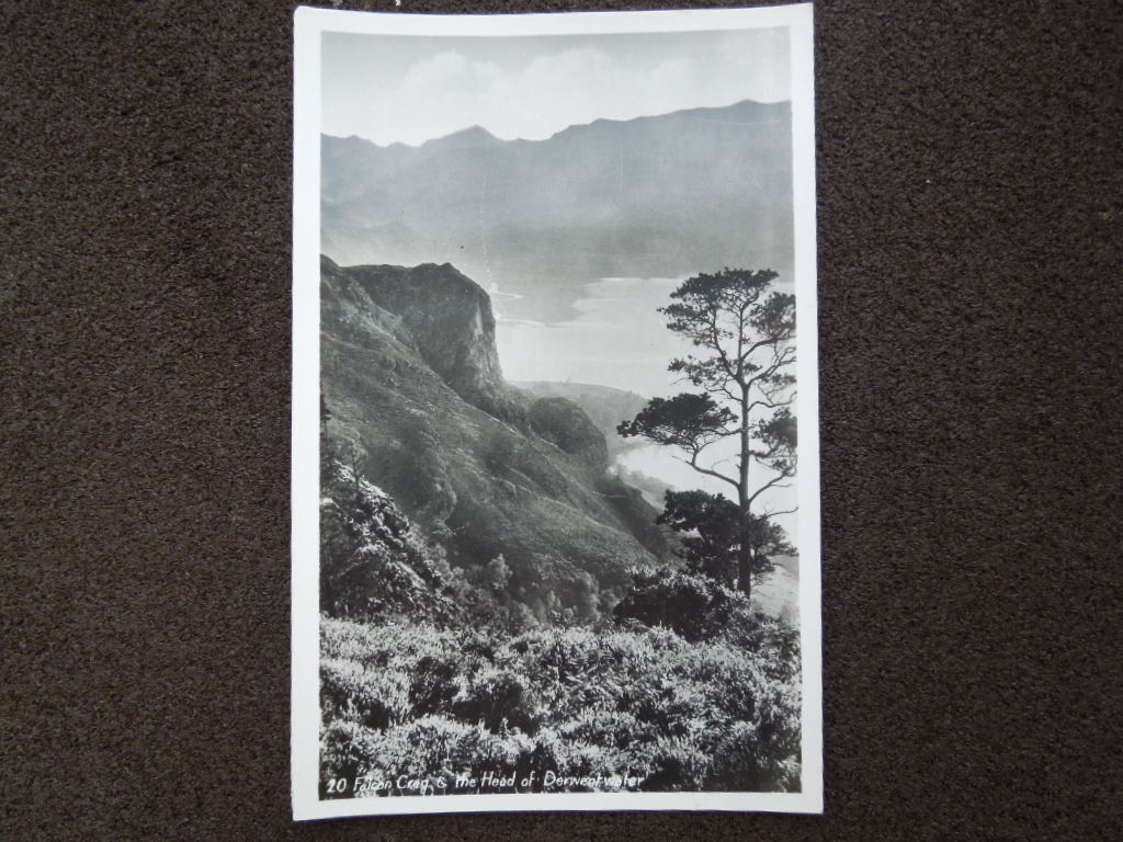 House Clearance - BLACK & WHITE RP POSTCARD OF FALCON CRAG AND DERWENTWATER KESWICK PUBLISHER