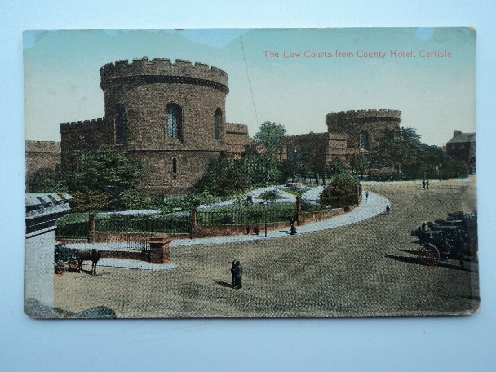 House Clearance - Vintage colour PC Law Courts from County Hotel, Carlisle. Cumbria. Posted 1913.