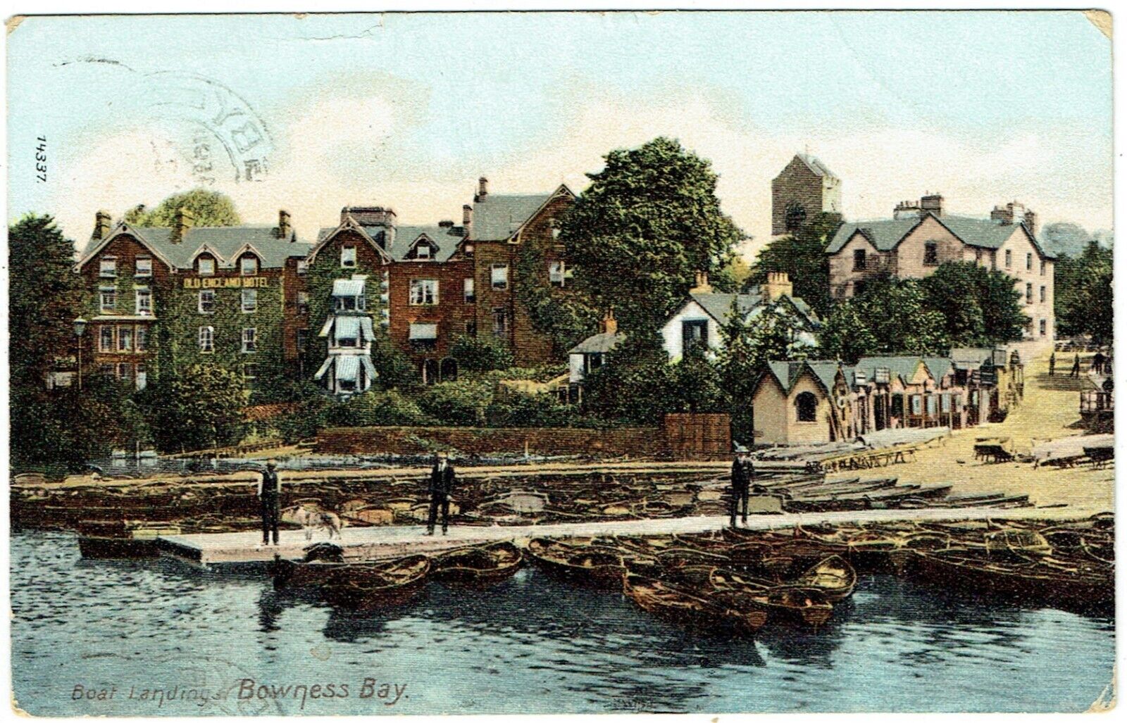 House Clearance - WRENCH COLOUR POSTCARD, CUMBRIA, BOAT LANDING BOWNESS BAY, WINDERMERE