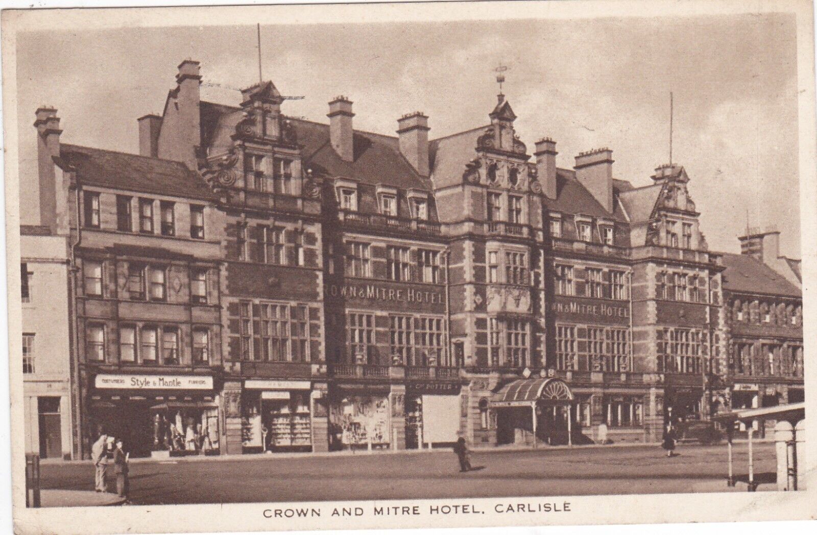 House Clearance - ORIGINAL POSTCARD CROWN AND MITRE HOTEL CARLISLE CUMBRIA POSTED 1953