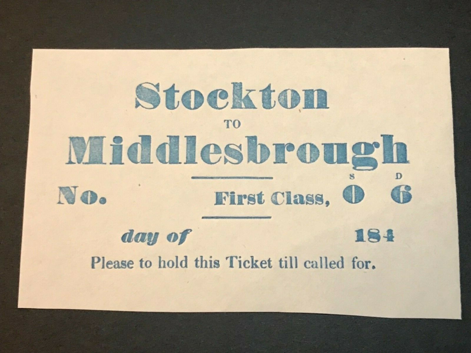House Clearance - 1840s Stockton to Middlesbrough 1st Class Ticket ~ Stockton & Darlington Railway