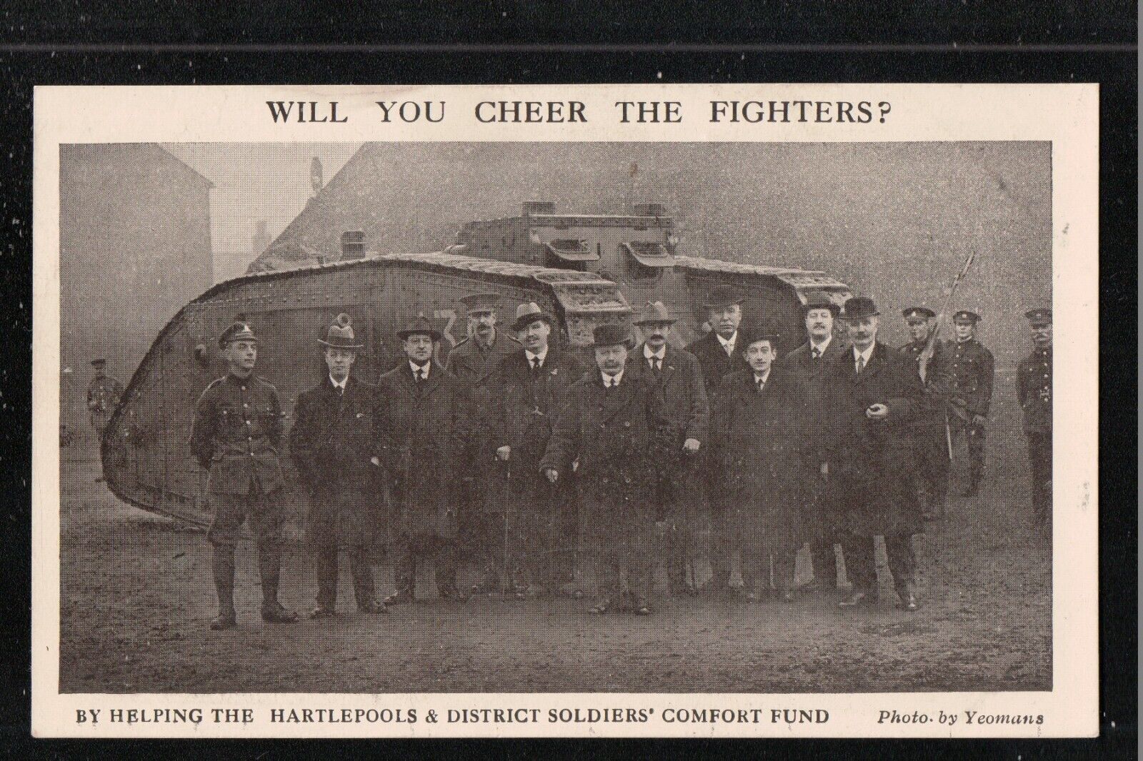 House Clearance - Will You Cheer The Fighters Hartlepool Soldiers Fund 1920's Service  ~ TANK
